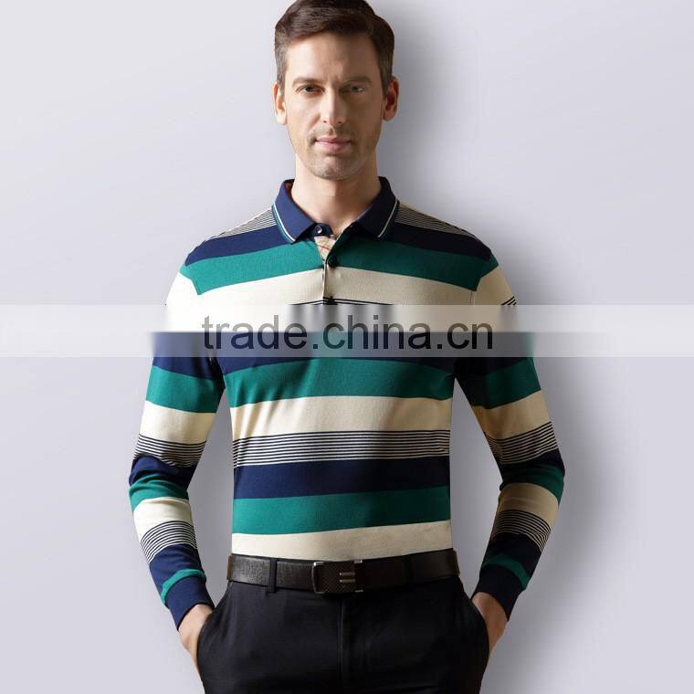 classic design Stripes Long Sleeve POLO Rugby Shirts for men with OEM logo