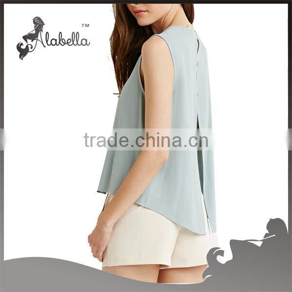Sleeveless tops Loose tank tops wholesale women with woven fabric