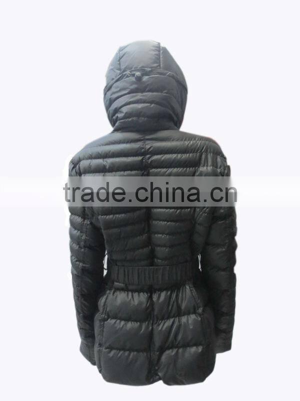 Custom design women black padding coat with hood