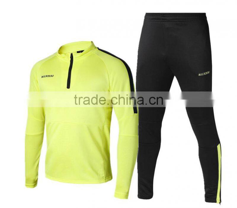 Customized mens long sleeve football training single jersey bodybuilding tracksuit polyester team sport skinny gym uniform