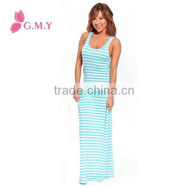 Women scoop neck racer back sleeveless casual dress strechy long maxi dress