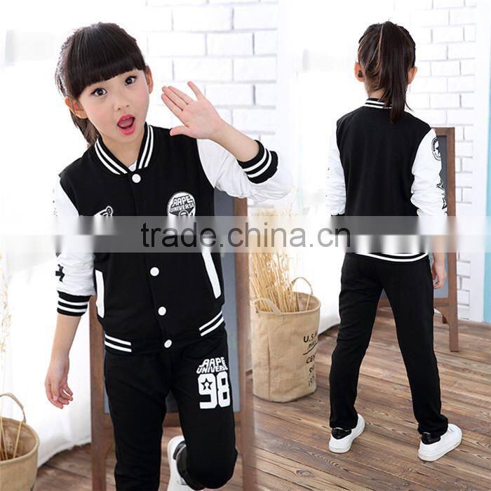 AS-457B girls cotton clothing sets for kids sping autumn sports tracksuits infant active Coat+pants suit teenager clothes