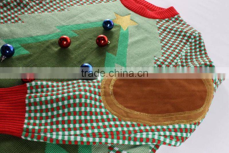 Christmas tree design for unisex oem knitting sweater wholesale ugly christmas sweaters