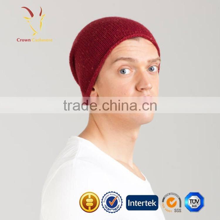 Red Fashion 100% Cashmere Beanie Hat for Men