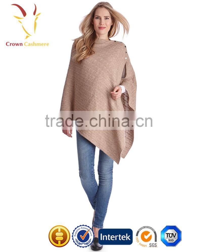 Winter Fashion Women Cashmere Knitted Cable Poncho