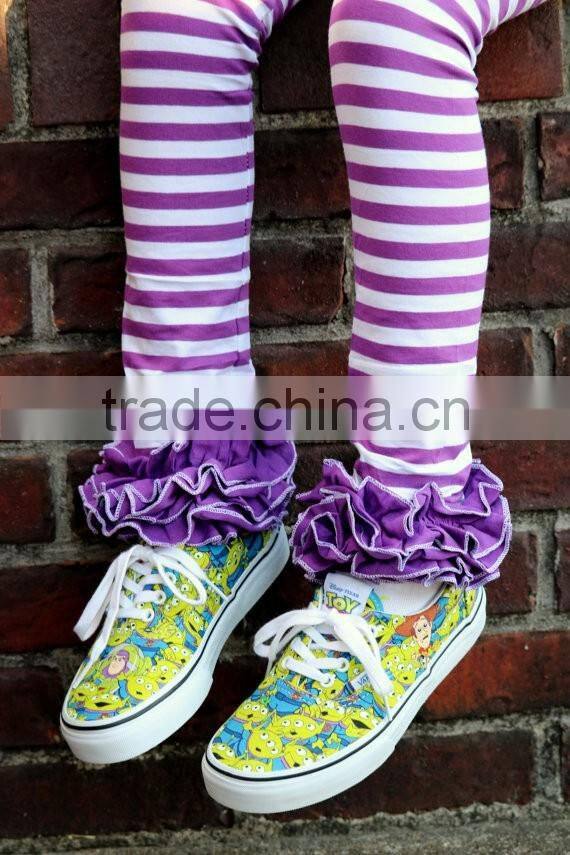 Toddler Girls 95% Cotton 5% Spandex Icing Legging Purple And White Striped Pants