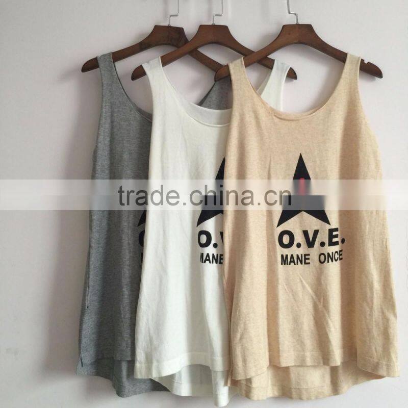 Wholesale custom cotton womens cheap printed tank tops graphic tank tops cheap witn good designs