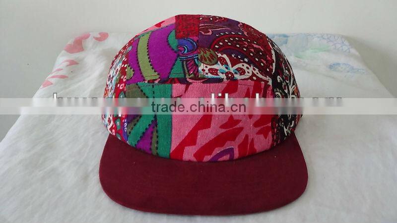 Custom cheap novelty hats floral 5 panel hat