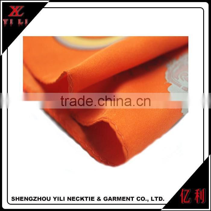 Orange printed good quality polyester square scarf