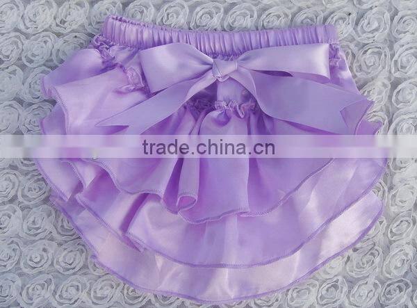 2014 Brightly painted Hot Pink Polka Dot Satin baby's Bloomer Lovely Girls Diaper cover with Bowknot kids petti Bow bloomer