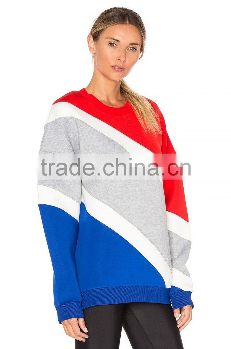 High quality custom long sleeve tri-color sweatshirt without hood