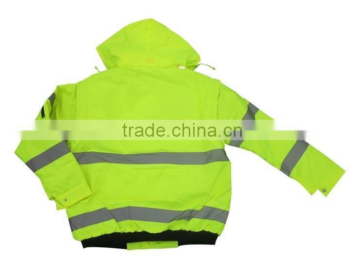 Safety men waterproof hi vis bomber coat padding 3M reflective jackets