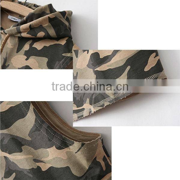 Fashion Print Plain Camouflage Hoodies Without Hood