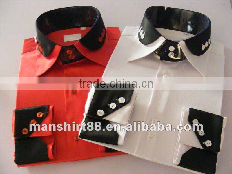 man's latest regular fit double collar satin long sleeve dress shirt
