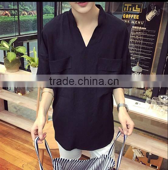 7 minutes of sleeve cotton T-shirt men loose shirt is pure color