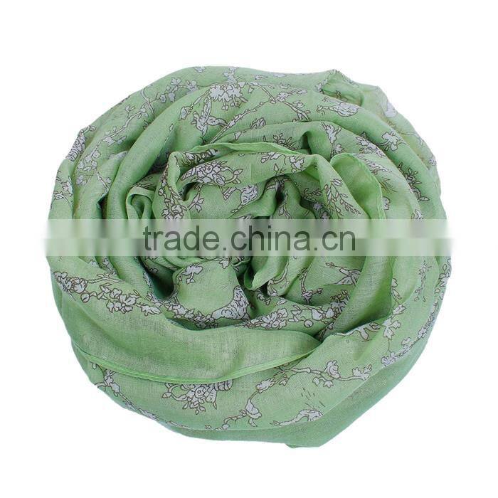 Voile Scarves & Wraps Rectangle White & Green Animal Lady Scarf