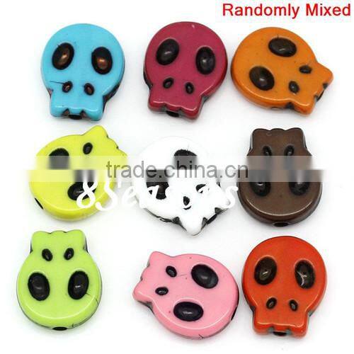 Mixed Skull Halloween Acrylic Spacer Beads 15x13mm