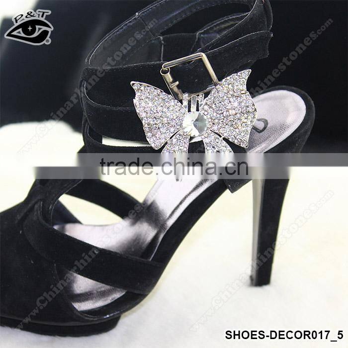 Fashion decorative rhinestone clips for high heel shoes bow rhinestone shoe ornament
