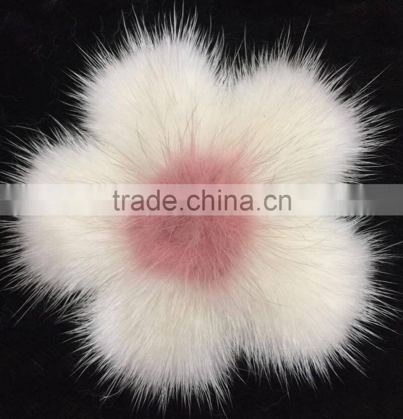 YR836 Women Fashion Fur Accessory Genuine Mink Fur Flower
