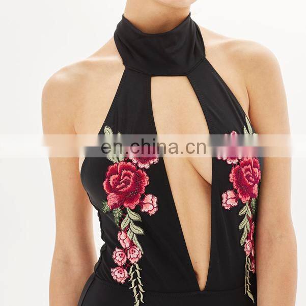OEM embroidery swimsuit cover up black swimsuit