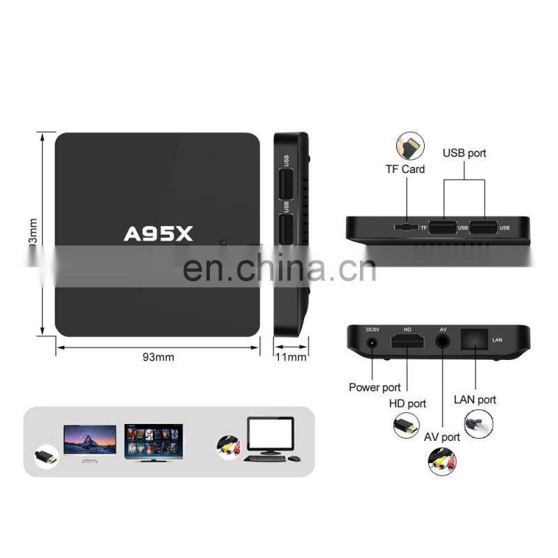 high quality black small wifi 2.4G quad core HD 4k Android 6.0 Smart TV Box
