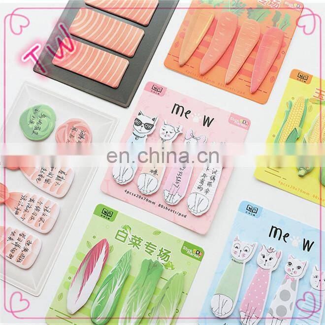 2018 Most popular creative school supplies stationery gift set for kids ,custom die cut vegetables shapes paper sticky notes