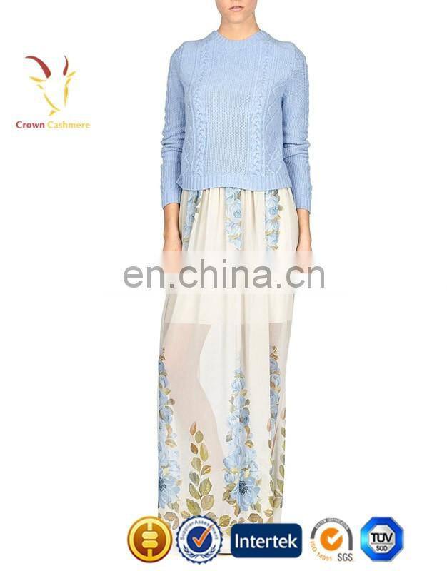 Women Knitted Cashmere Wool Cable Pullover Sweater