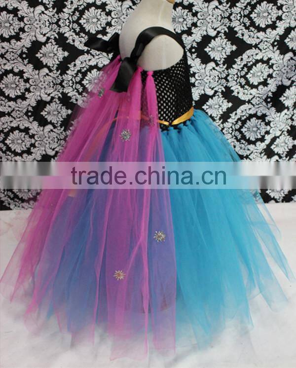 Good Quality Anna Dress Black Crochet Top With Cape Snow Decorate Dress