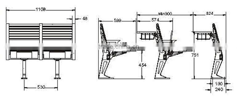 attractive school furniture university college table and chair for student TC-953-V