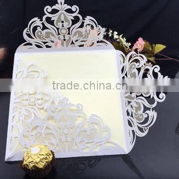 Guangzhou Factory Blank Wholesale Royal Blue Laser Cut Invitation Letter