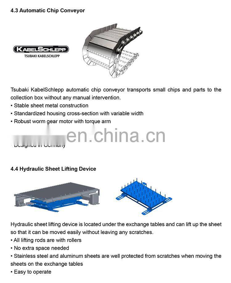 T&L Brand High Speed 3kw Fiber laser cutting machine price with Auto nozzle change