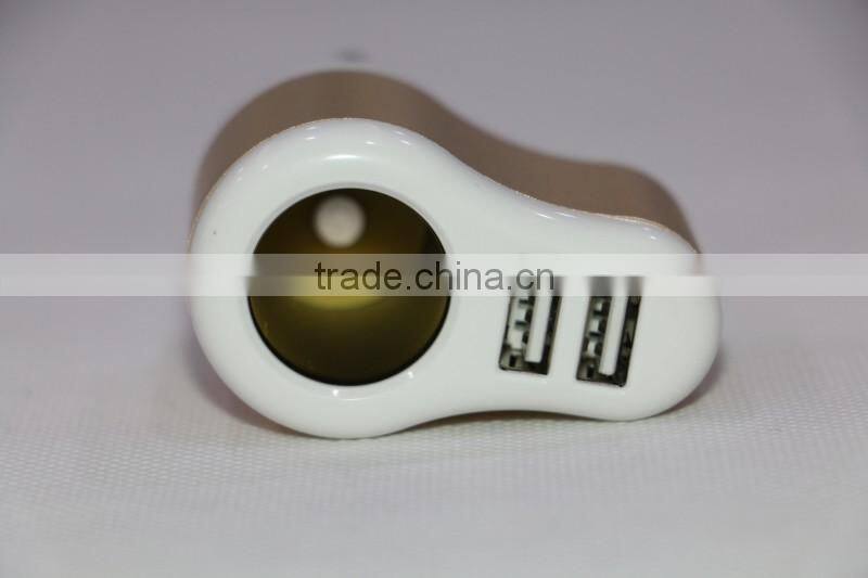 Multi car adapter new design 12V car cigar lighter adapter with two USB output with english retail box