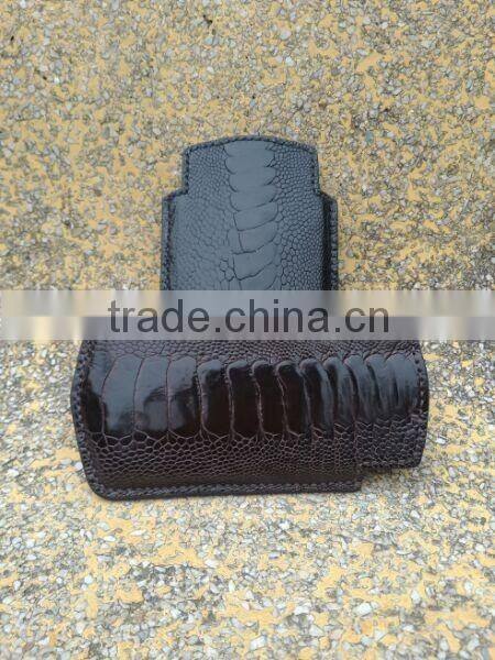Luxury exotic skin ostrich leg skin leather sleeve for iphone 6 mobile phone sleeve