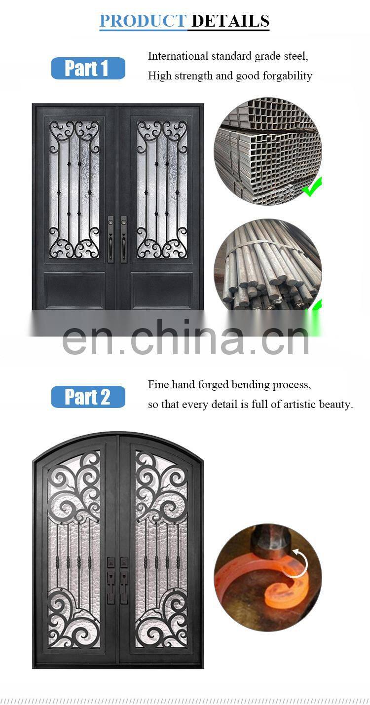 Custom outdoor main entrance metal security doors modern exterior safety double wrought iron front door designs
