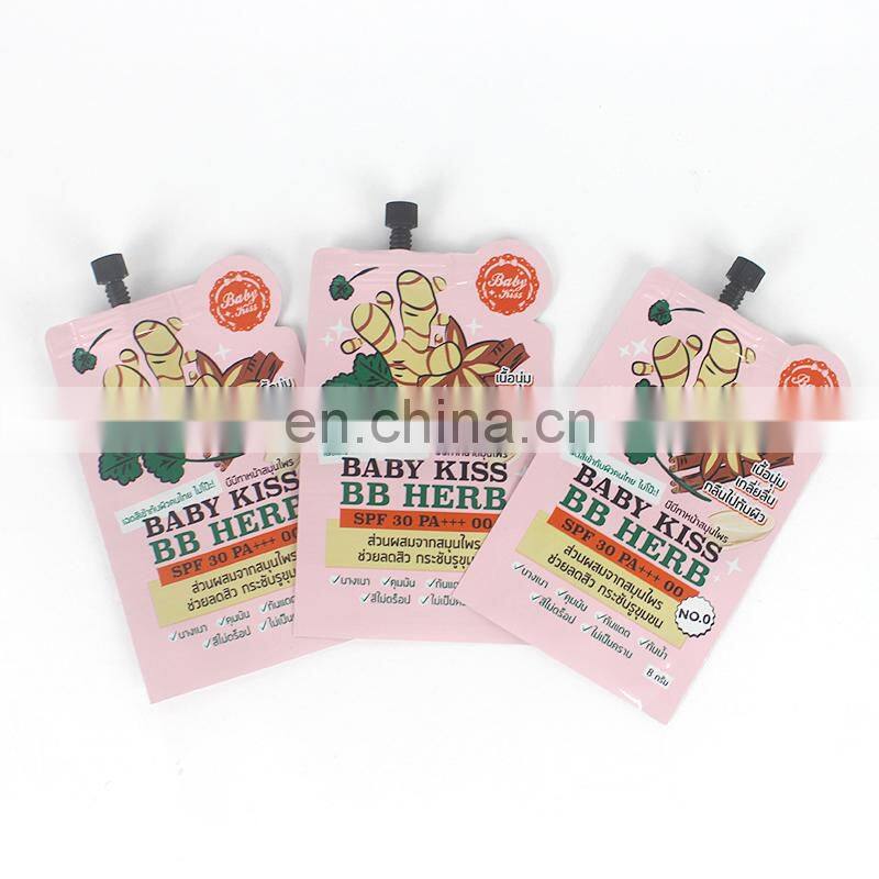 12 ml custom printing three-side sealed special shaped spout pouch for hair conditioner packaging