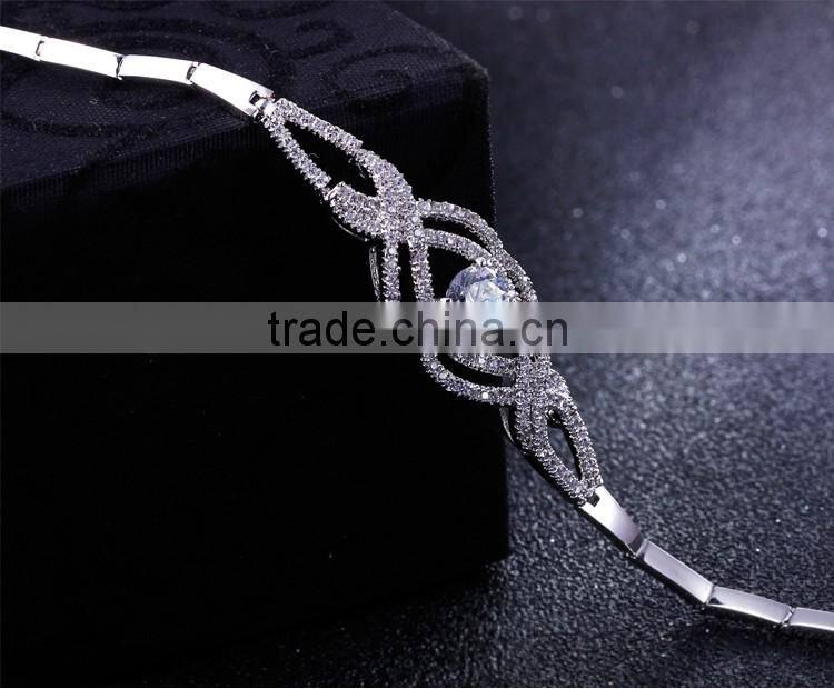 2016 Trendy Item Give Away Brass Jewelry Cc Crystal Clear White Gold Bracelet