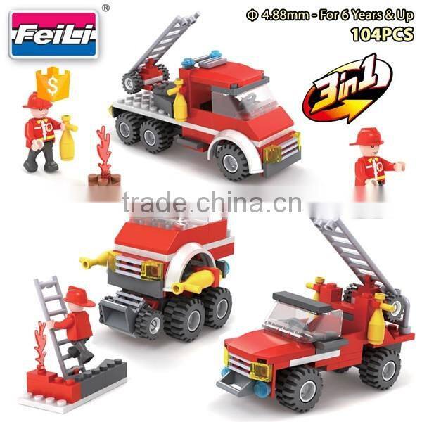 cogo toys hot new 3 in 1 fire fighter plastic building blocks set