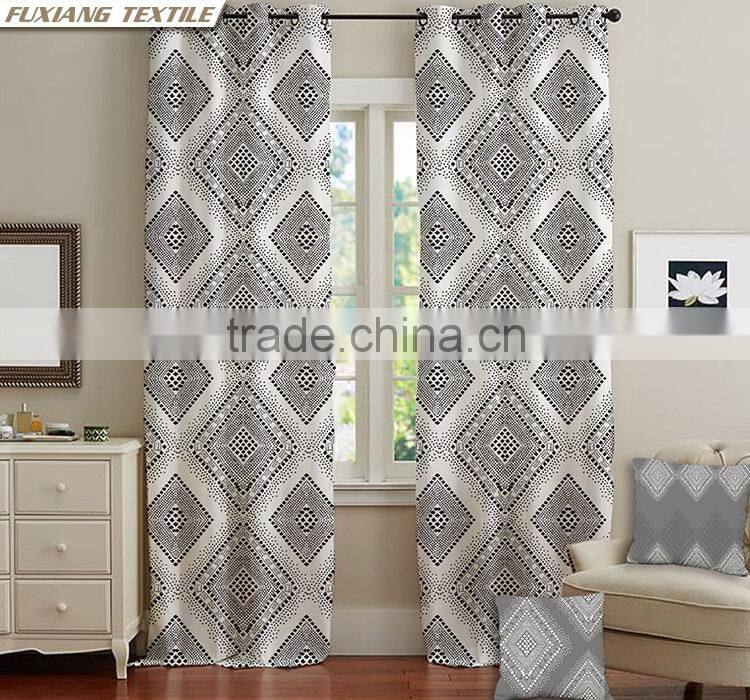Terylene Fabric Geometric Pattern Bedroom Window Curtains