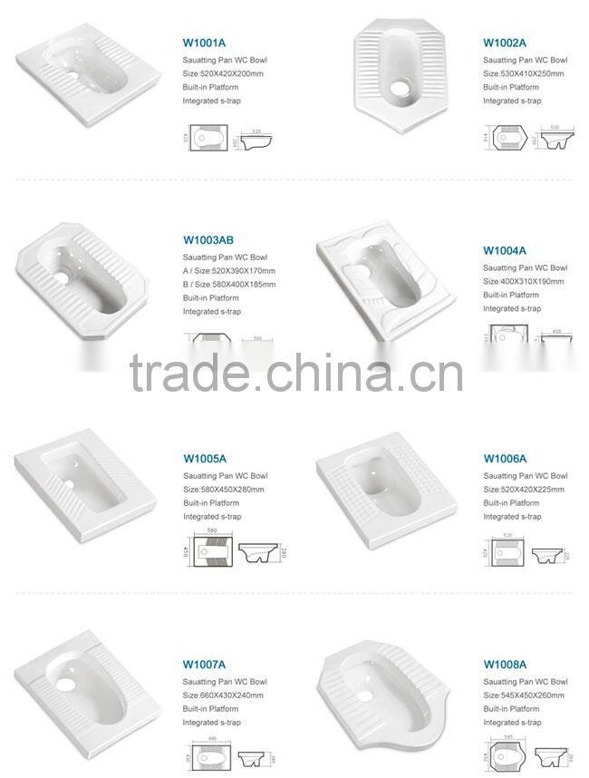 Washroom traditional ceramic squatting pan