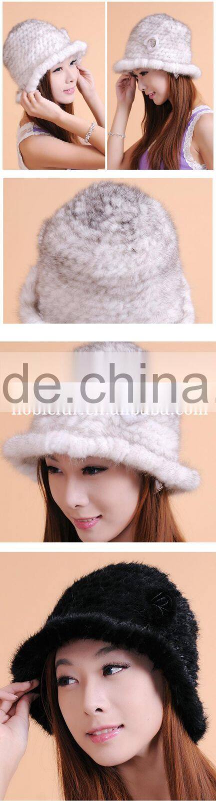 hot ladies quality first genius Korean style mink fur jazz brim top hat