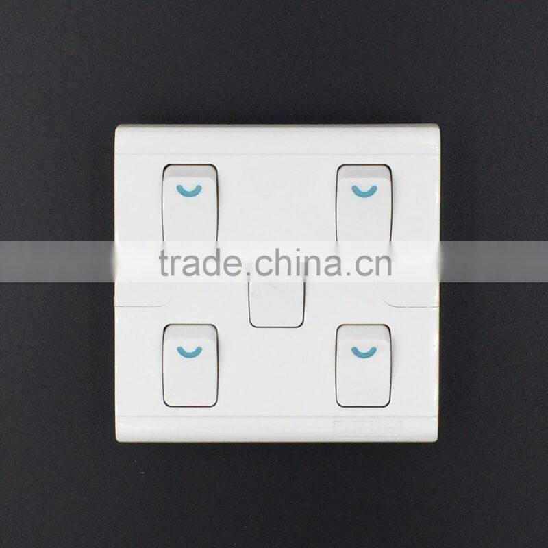 U series fluorescent series push button five gang wall switch