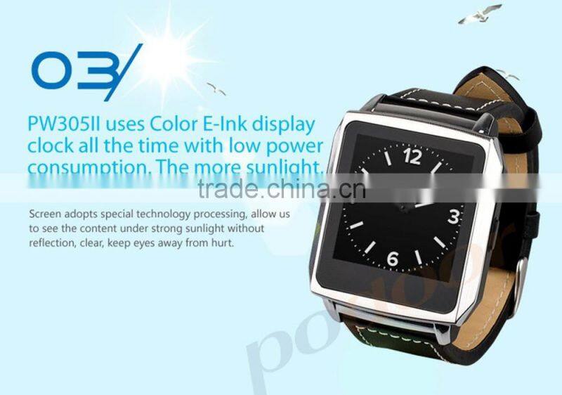 smart watch pw305II color E paper screen, heart rate ,pedometor base on server to offer healthy suggestion e-ink screen watch
