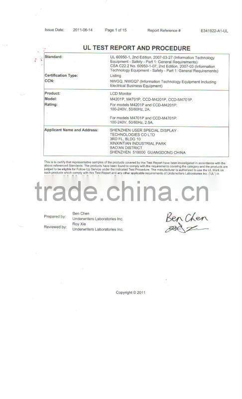 26" Metal frame industrial TFT LCD monitor lcd advertising monitor