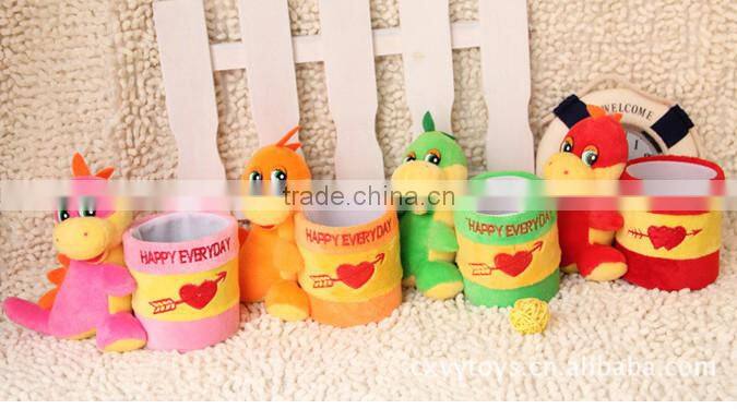 Plush brush pot/plush desk pen container/cute animal pen container