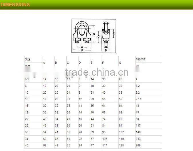 marine rigging din1142 galvanized wire rope clip