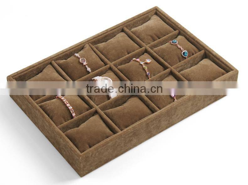 12 Grid Slots Brown color Jewelry Organizer Watches Display Storage Box Case Gift Boxes Bracelet Display Shelf