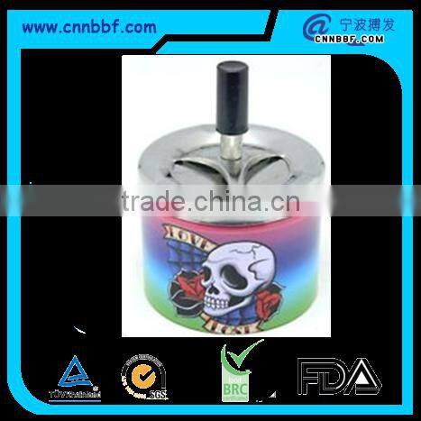 Customized skull printing tin spinning ashtrays