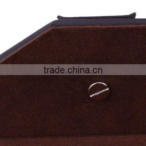 3 layers PU Leather file tray,Classic coffee faux leather magazine rack for office use