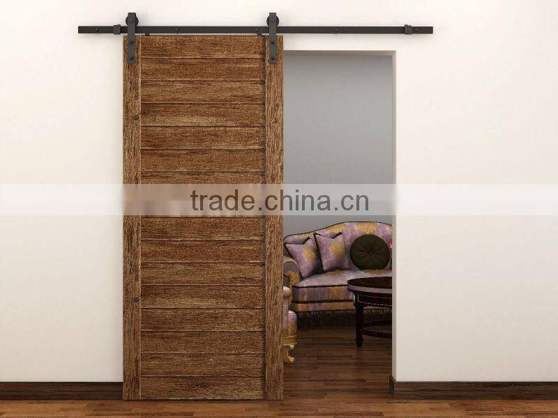 Black Antique Style Steel Rustic Modern Interior Solid Wood Sliding Barn Door Hardware