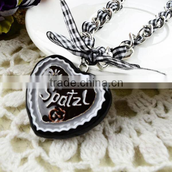 German Ethic Edelweiss White Black Rhinestone Necklace Bracelet Earrings Crystal Oktoberfest Jewelry Set